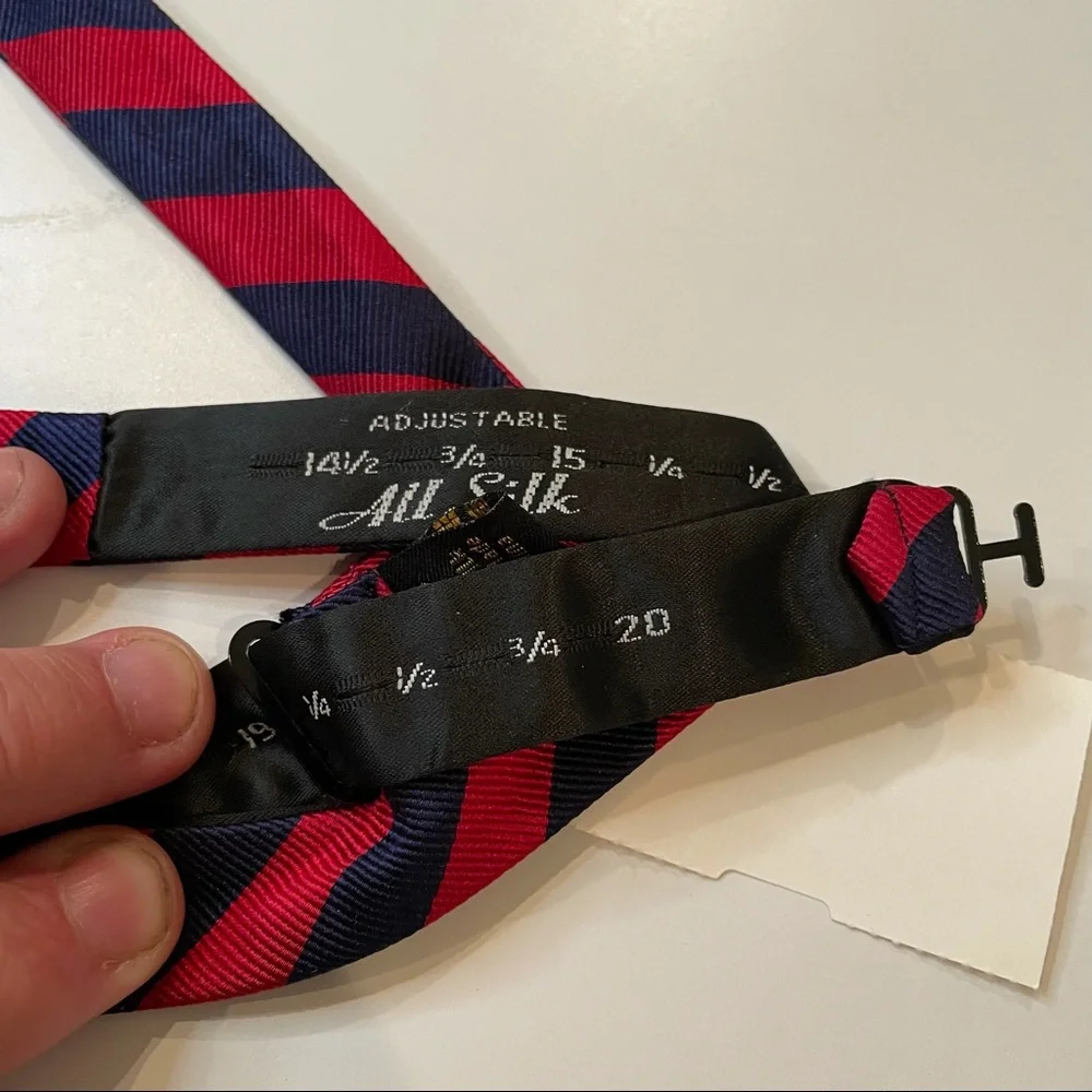 Lot of 2 Holiday Bowties - Pre-tied Red + Striped College Maroon & Navy Repp‎